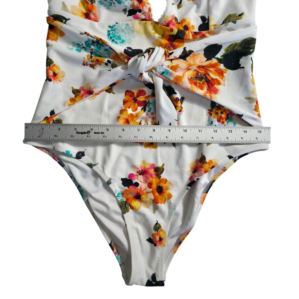Cupshe Floral One Piece Swimsuit XL Women Halter Tie Waist Beach NWT - Picture 6 of 10